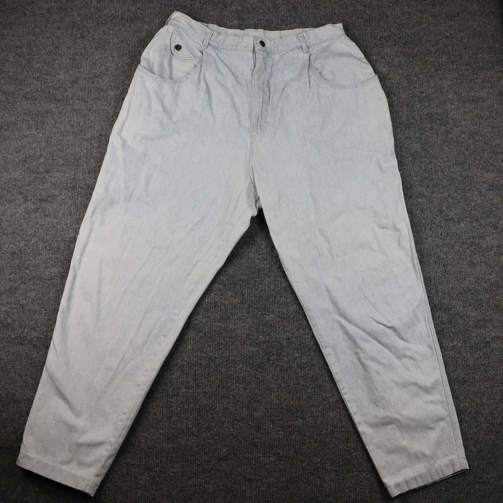 Vintage Lee Pants Womens 22W Light Wash Denim High Rise Tapered Leg Made USA 90s